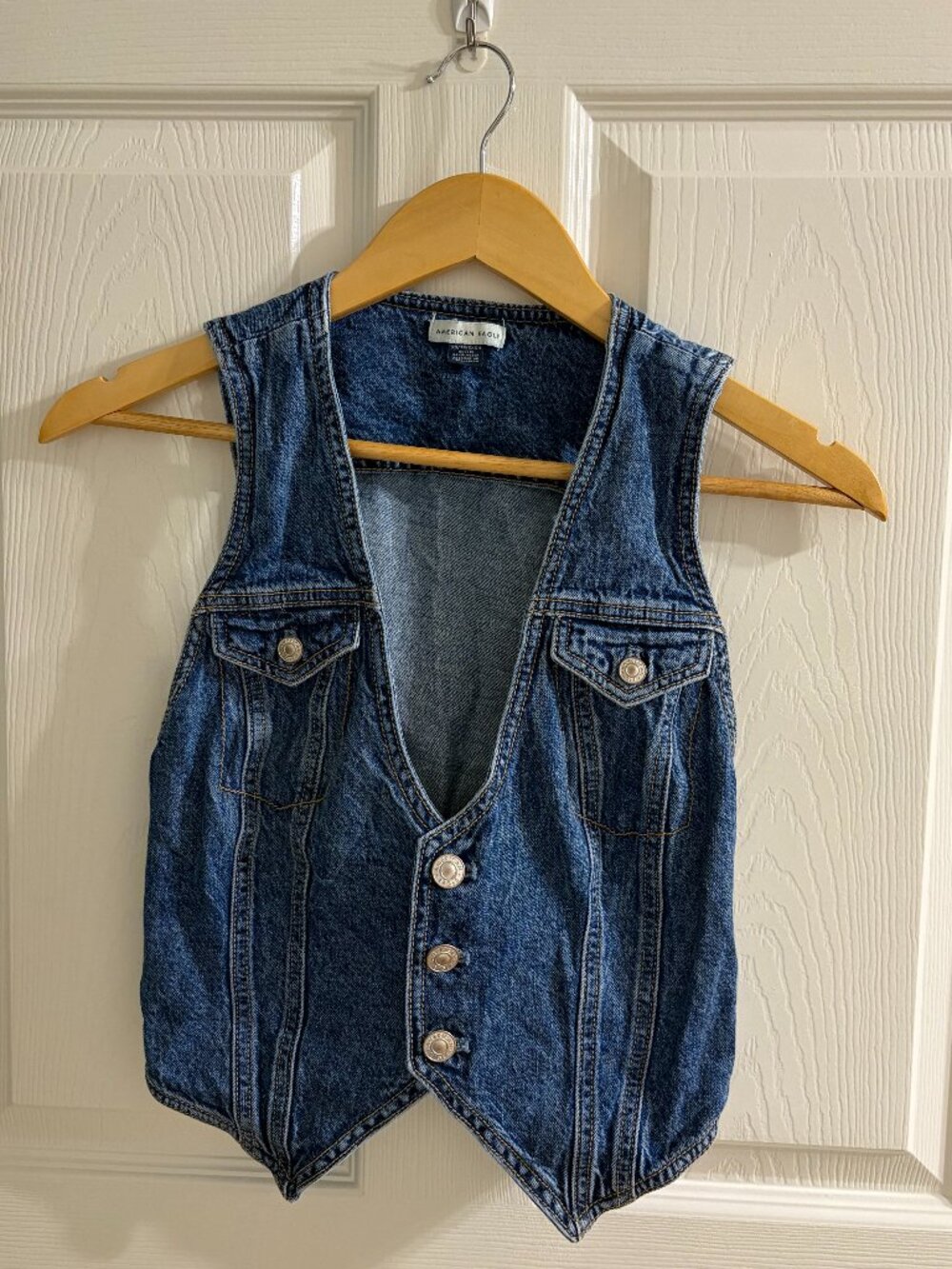 American Eagle Fitted Blue Jean Vest